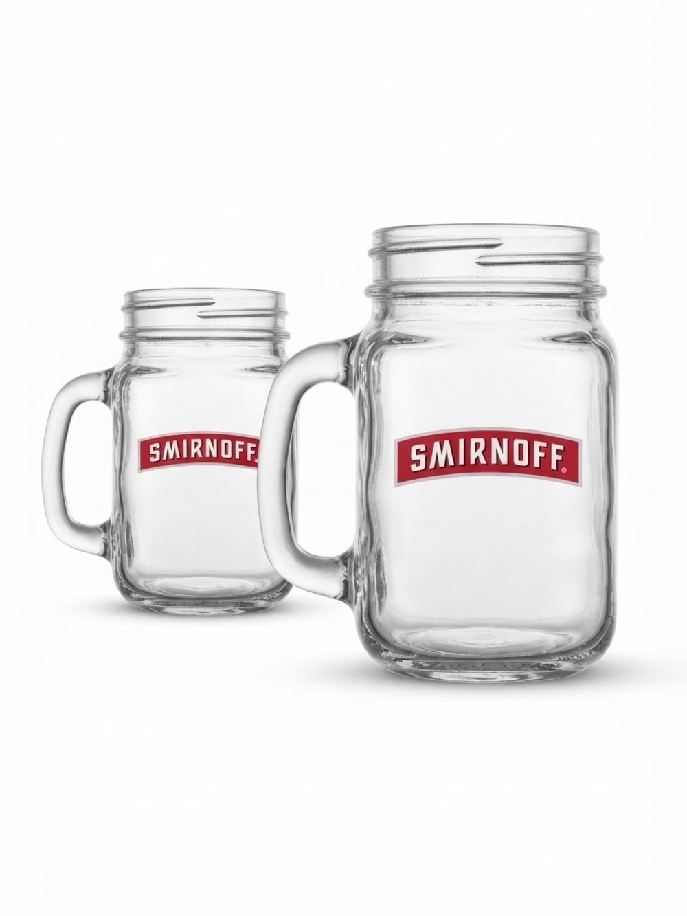 Smirnoff Glass Mason Jar Mugs with Handles - Set of 2